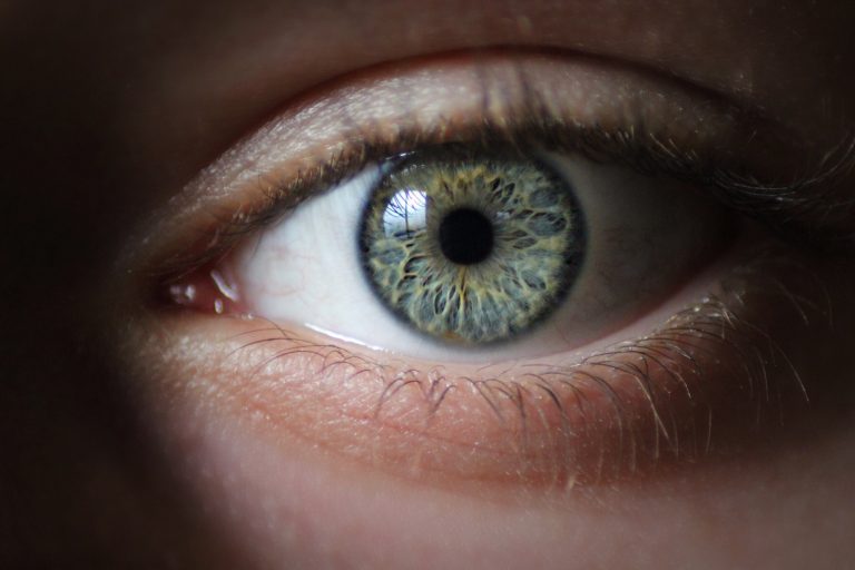 A macro shot of a human eye.